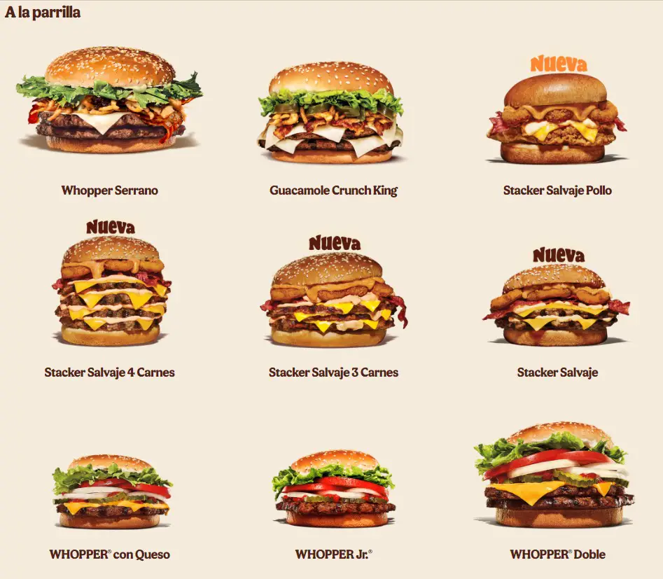 Burger King Menu Precio – A La Carta Menú