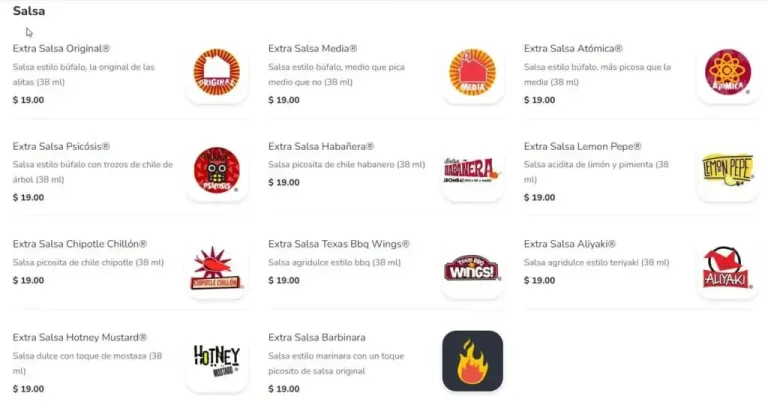 Las Alitas Salsa Menú con Precios