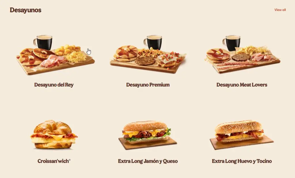 Menú Burger King – Desayunos Precios 