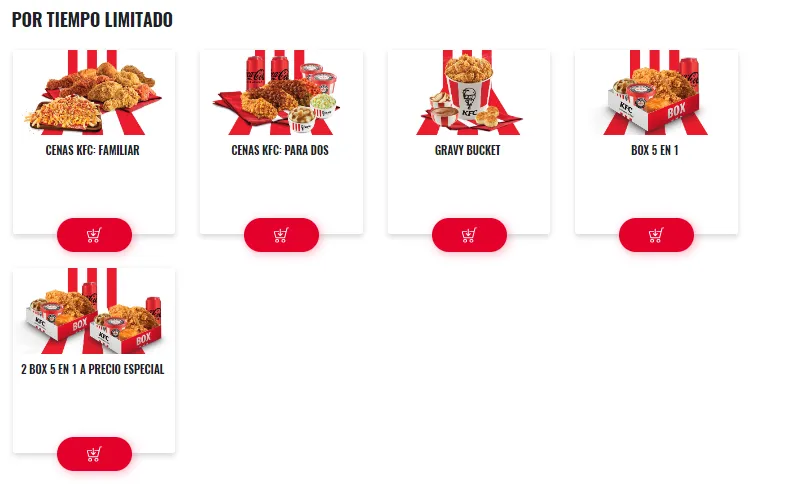 Menú KFC por tiempo limitado México Menú
