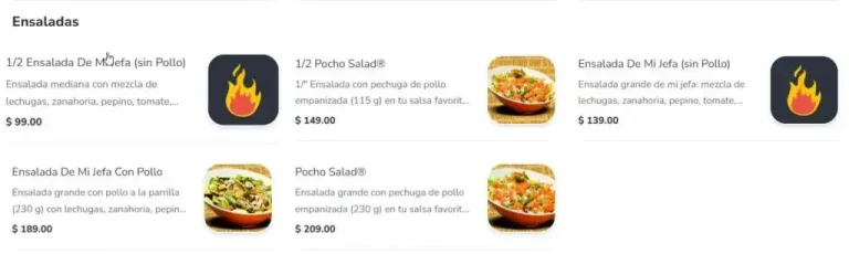 Menú Las Alitas Ensaladas Precios