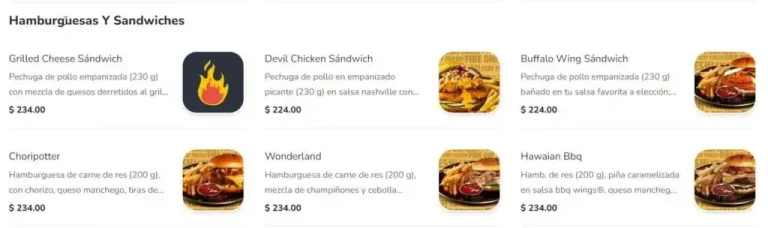 Menú Las Alitas Hamburguesas Y Sandwiches Precios