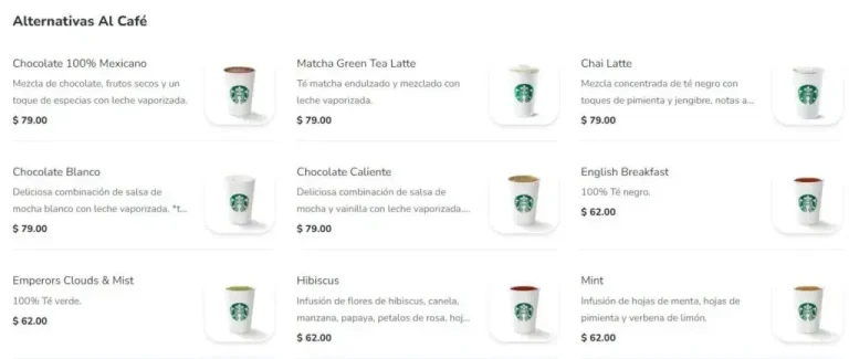 Starbucks Alternativas Al Café Precio