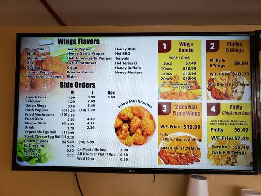 Wings Mania Menu