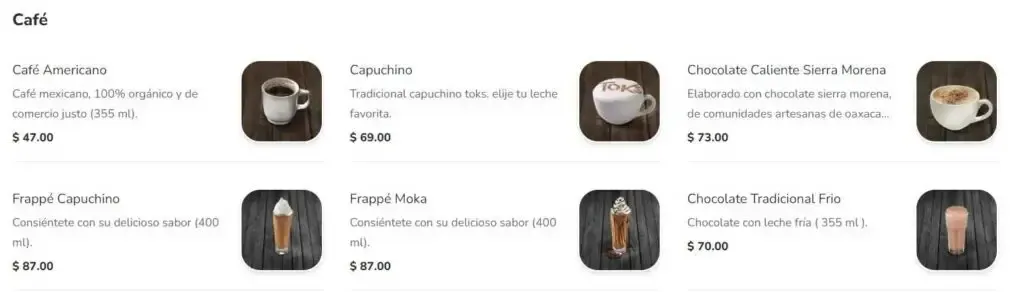 Toks Café Precios