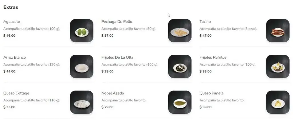 Toks Mexico Extras Con Precios