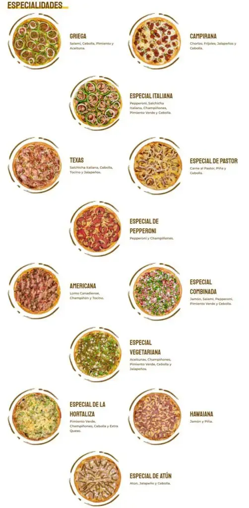 Pizzas Plaza Especialidades Menú