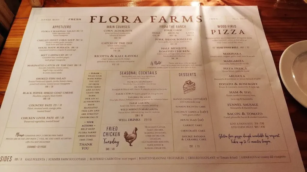 Wood-Fired Pizza Flora Farms Menu