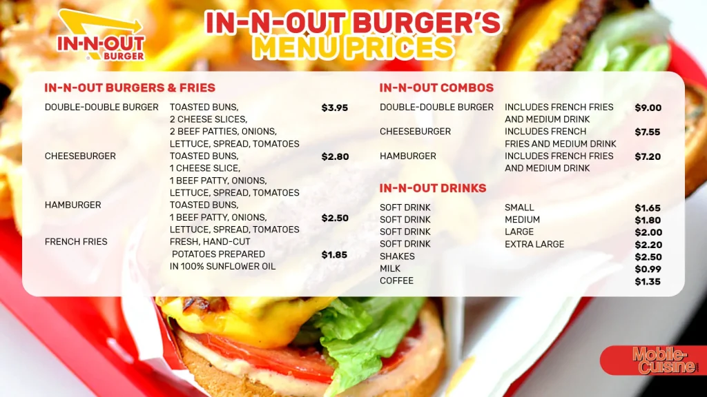 Basic Items In N Out menu