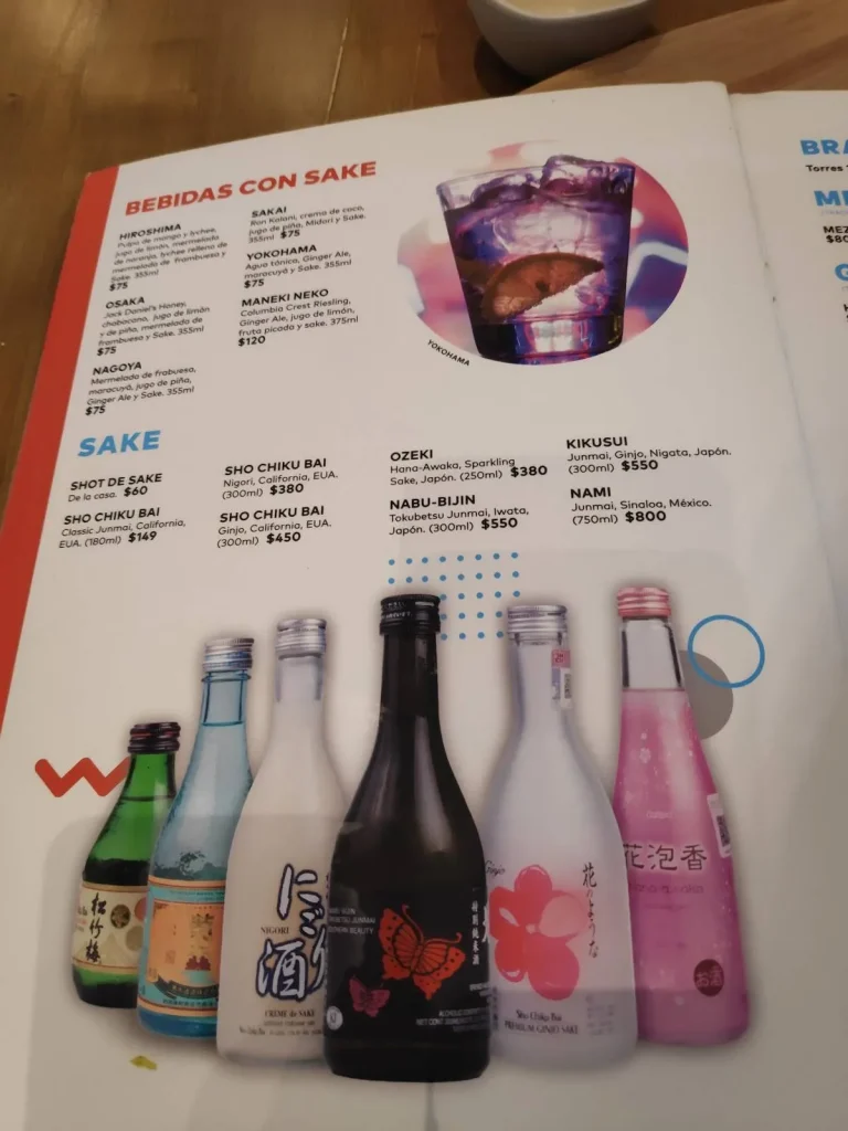 Bebidas Mirai  Menu