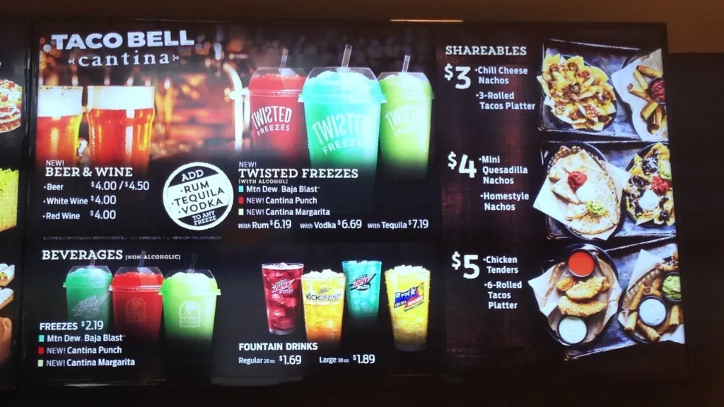 Drinks taco bell menu