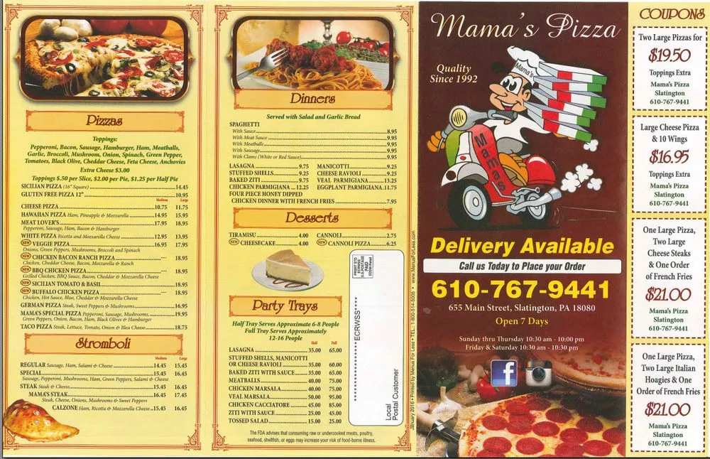 Mama's Pizza Menú