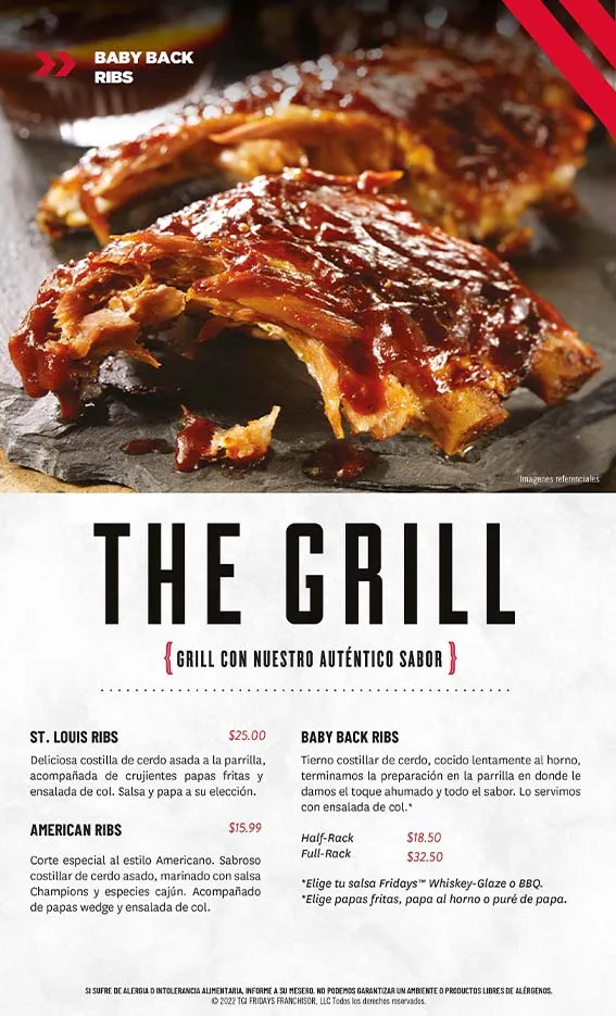 Menú de From The Grill de Fridays