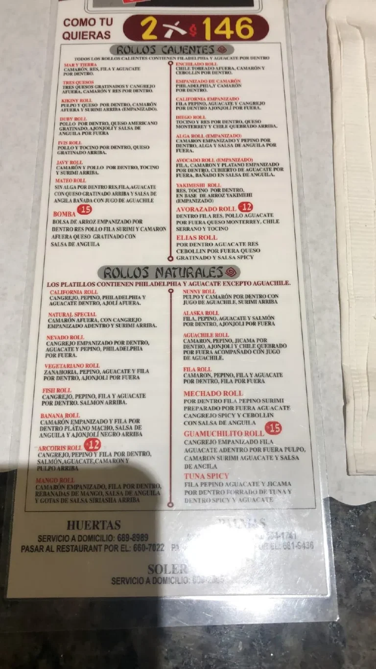 Yokomy Sushi Menu